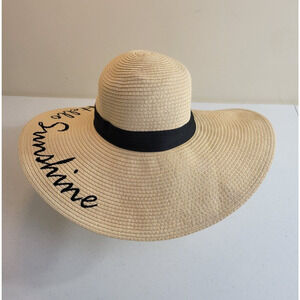 Yumi Hello‎ Sunshine Wide Brim Floppy Beach Summer Paper Straw Hat Women's OS